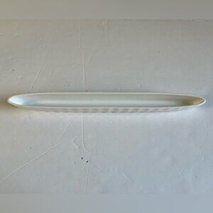 White Narrow Ceramic Serving Tray by Myrtille & Églantine - Elegant Canoe Shape